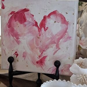 Abstract Pink Heart Canvas Art